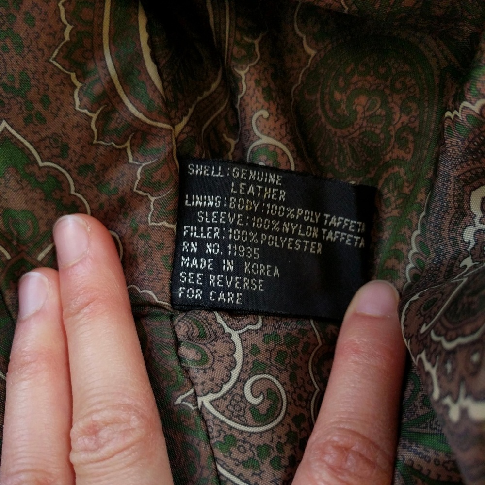 Vintage Jacqueline Ferrar Moto Biker Leather Jacket Insulated Paisley Lining M - Picture 8 of 8